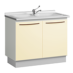 Module with double acrylic sink, mixer, waste basket and shelf