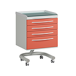 Стол врача мобильный с 4 ящиками со столешницей из ударопрочного АБС пластика со стеклом