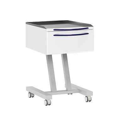 Стол для хирургических инструментов, стоматологический мобильный с 1 ящиком со столешницей из нержавеющей стали 0,8 мм со стеклом