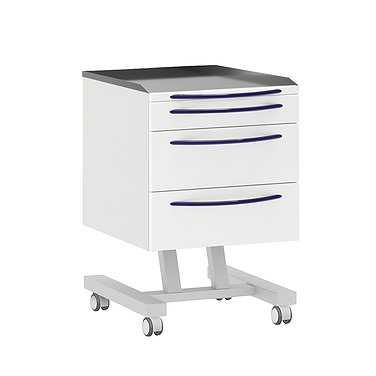 Стол для хирургических инструментов, стоматологический мобильный с 3 ящиками со столешницей из нержавеющей стали 0,8 мм со стеклом