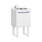 Медицинская тумба со столешницей, мойкой из нержавеющей стали, смесителем и корзиной для мусора