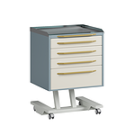 Стол врача мобильный с 4 ящиками со столешницей из нержавеющей стали 0,8 мм со стеклом