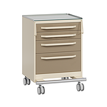 Стол врача мобильный с 4 ящиками со столешницей из нержавеющей стали 0,8 мм со стеклом