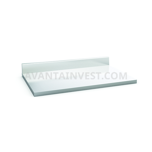 Stainless steel tabletop with skirting-board and stainless steel channel strips