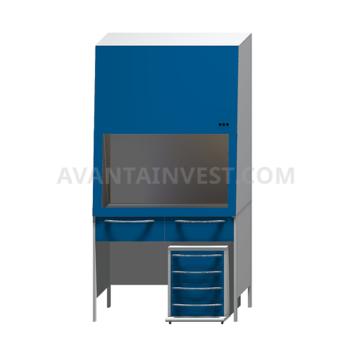 Laminar flow unit SHK10 with air-filtering system, lifting front panel, 2 boxes and movable drawer